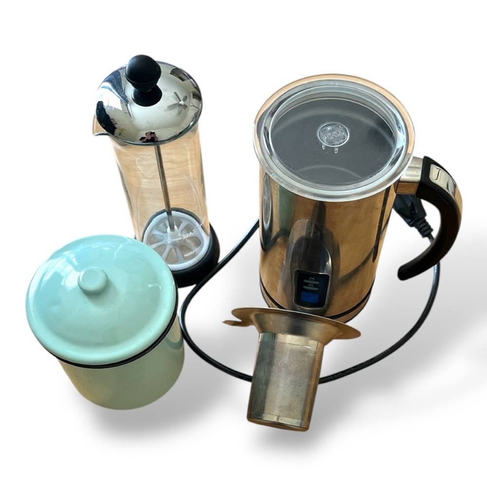Lot of 4 Coffee French Press Tea Steeper Electric Milk Frother Norpro Teavana OS